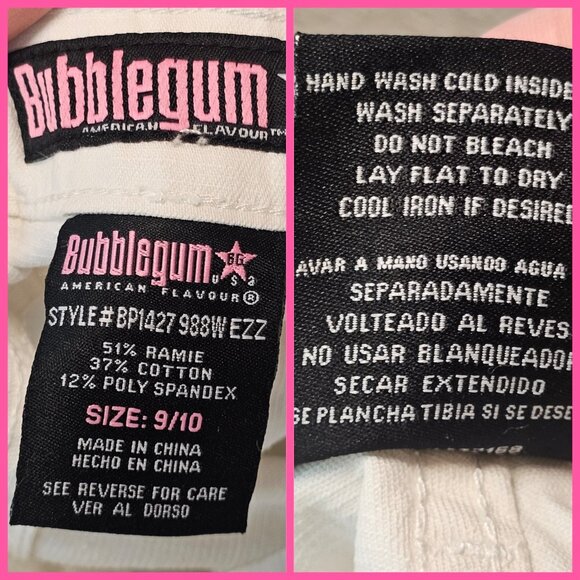 Y2K White Flare Jeans Pants Pink Embroidered Flowers Sz 6 Thin Stretch Retro - Picture 10 of 10